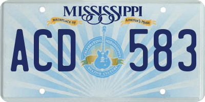 MS license plate ACD583
