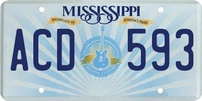 MS license plate ACD593