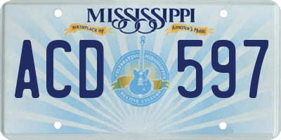 MS license plate ACD597