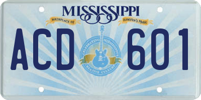 MS license plate ACD601