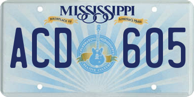 MS license plate ACD605