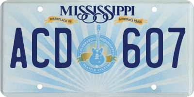 MS license plate ACD607