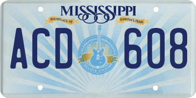 MS license plate ACD608