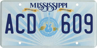 MS license plate ACD609