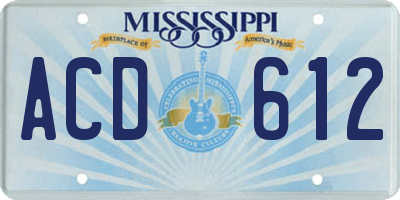 MS license plate ACD612