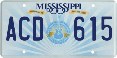 MS license plate ACD615