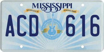 MS license plate ACD616