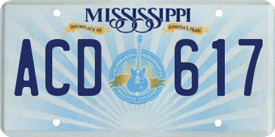 MS license plate ACD617