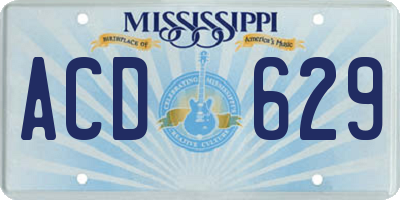 MS license plate ACD629