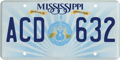 MS license plate ACD632