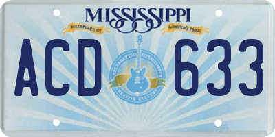 MS license plate ACD633
