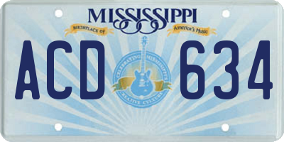 MS license plate ACD634