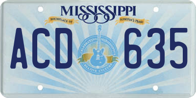 MS license plate ACD635