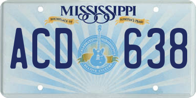 MS license plate ACD638