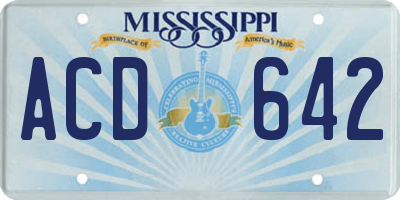 MS license plate ACD642