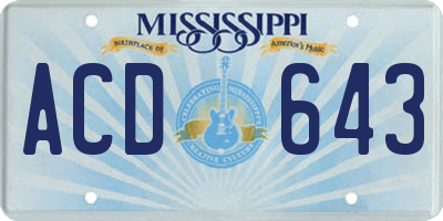 MS license plate ACD643