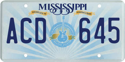 MS license plate ACD645