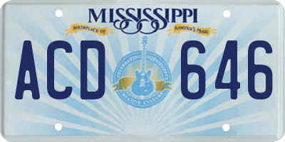 MS license plate ACD646