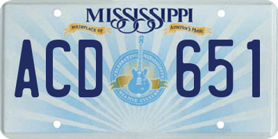 MS license plate ACD651