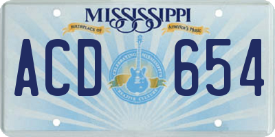 MS license plate ACD654