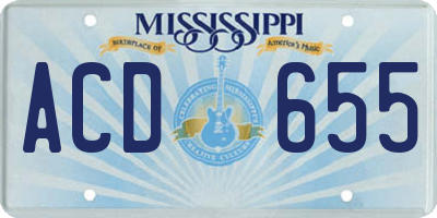 MS license plate ACD655