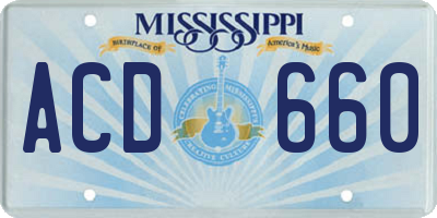 MS license plate ACD660