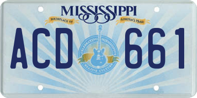 MS license plate ACD661