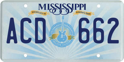 MS license plate ACD662