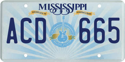 MS license plate ACD665