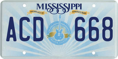 MS license plate ACD668