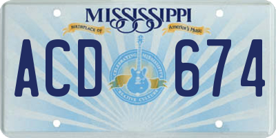 MS license plate ACD674