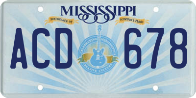 MS license plate ACD678