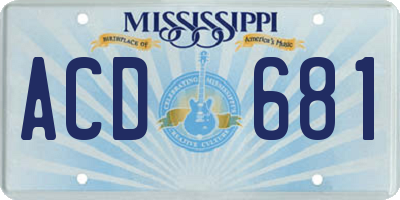 MS license plate ACD681