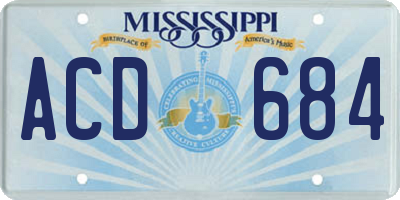 MS license plate ACD684