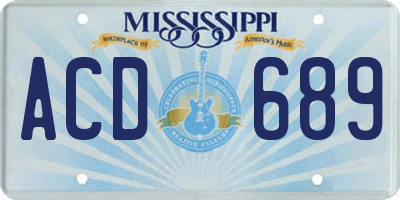 MS license plate ACD689