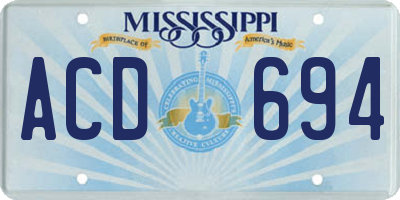 MS license plate ACD694