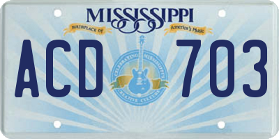 MS license plate ACD703