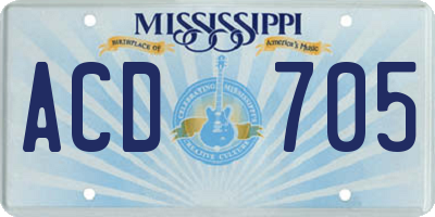 MS license plate ACD705