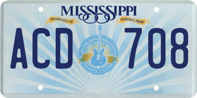 MS license plate ACD708