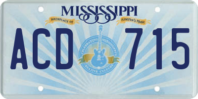 MS license plate ACD715