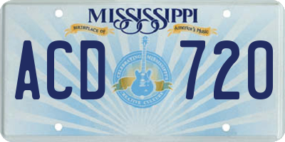 MS license plate ACD720