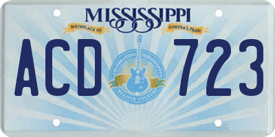 MS license plate ACD723