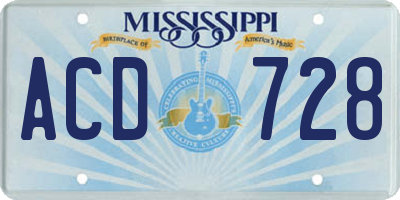 MS license plate ACD728
