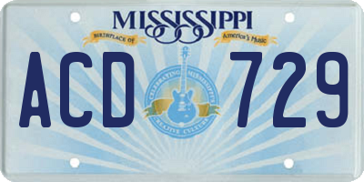 MS license plate ACD729