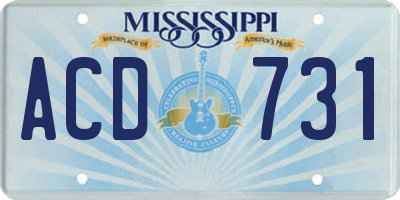 MS license plate ACD731