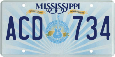 MS license plate ACD734