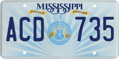 MS license plate ACD735