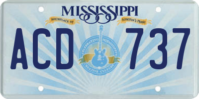 MS license plate ACD737