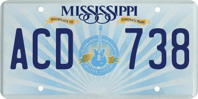 MS license plate ACD738