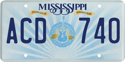 MS license plate ACD740